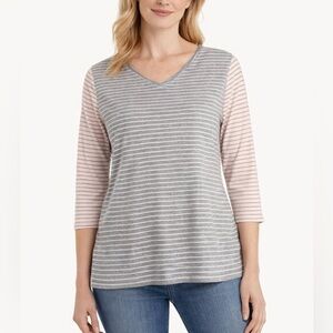 Westbound grey and white striped casual top size XL